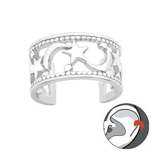 Sterling Silver Moon and Star Ear Cuff